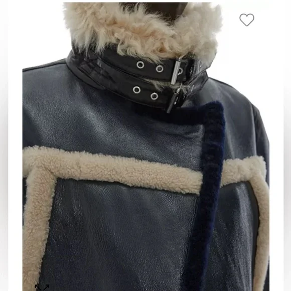 Helmut Lang Shearling Bomber Jacket. Sheep leather with fur trim - Picture 3 of 9